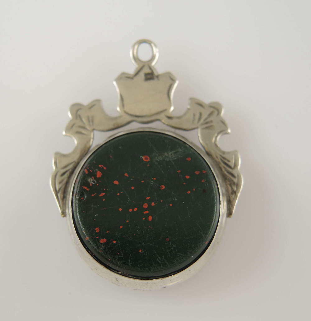 English silver hardstone fob c1903