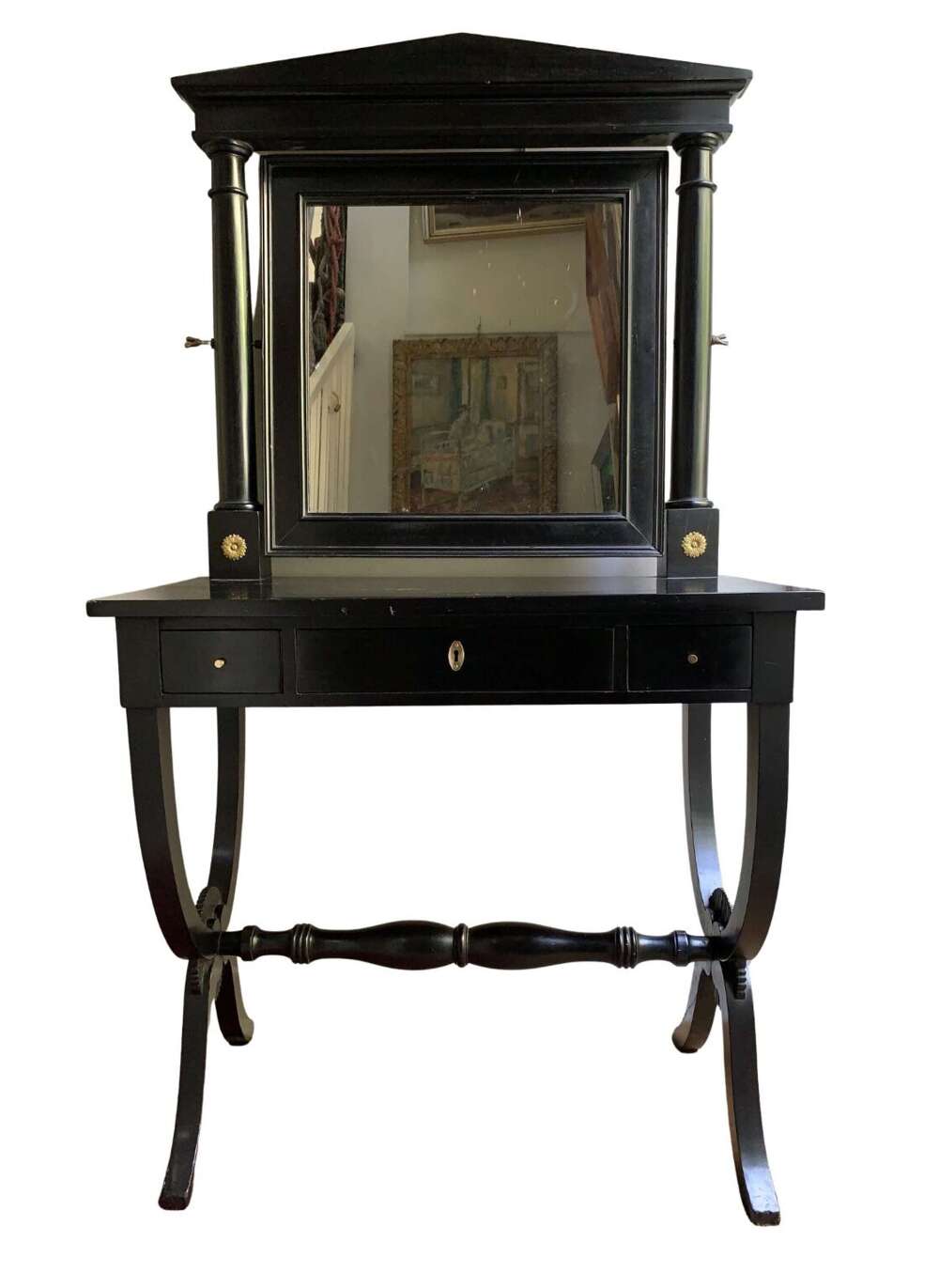 Mid 19th century ebonised Swedish dressing table with classical detail