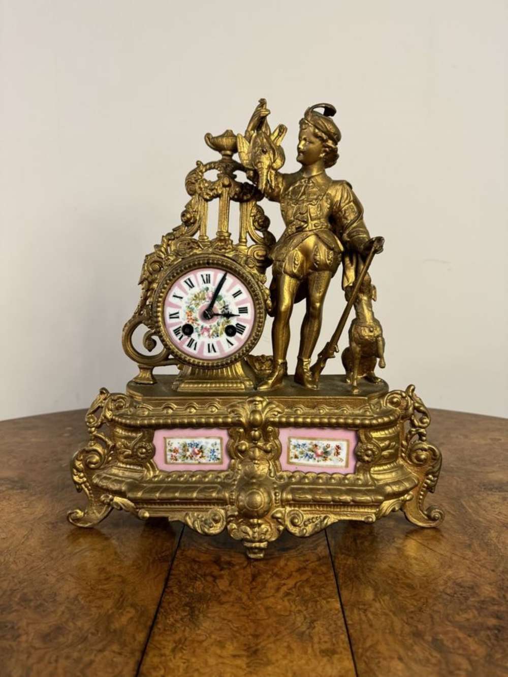 Stunning Quality Victorian French 19th Century Gilt Metal And Porcelain Mantle Antique Clock