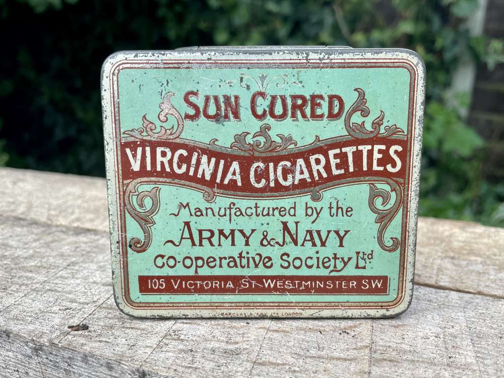Army & Navy Cooperative Flat 10 Cigarette Tin c1900s - LIVE FULL