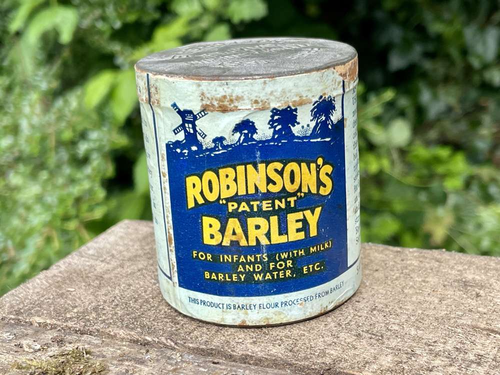 Robinson's Barley Infants Baby Food Test Sample Paper Wrap Tin c1930s