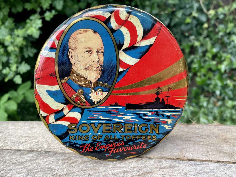 Sovereign Toffee WW1 King George 5th Patriotic Tin c1915