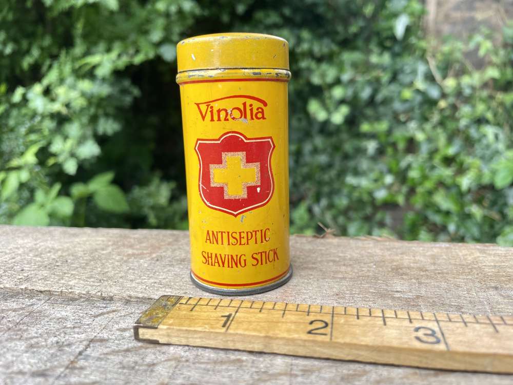 Vinolia Barber Shop Shaving Stick Soap Chemist Tin c1930s