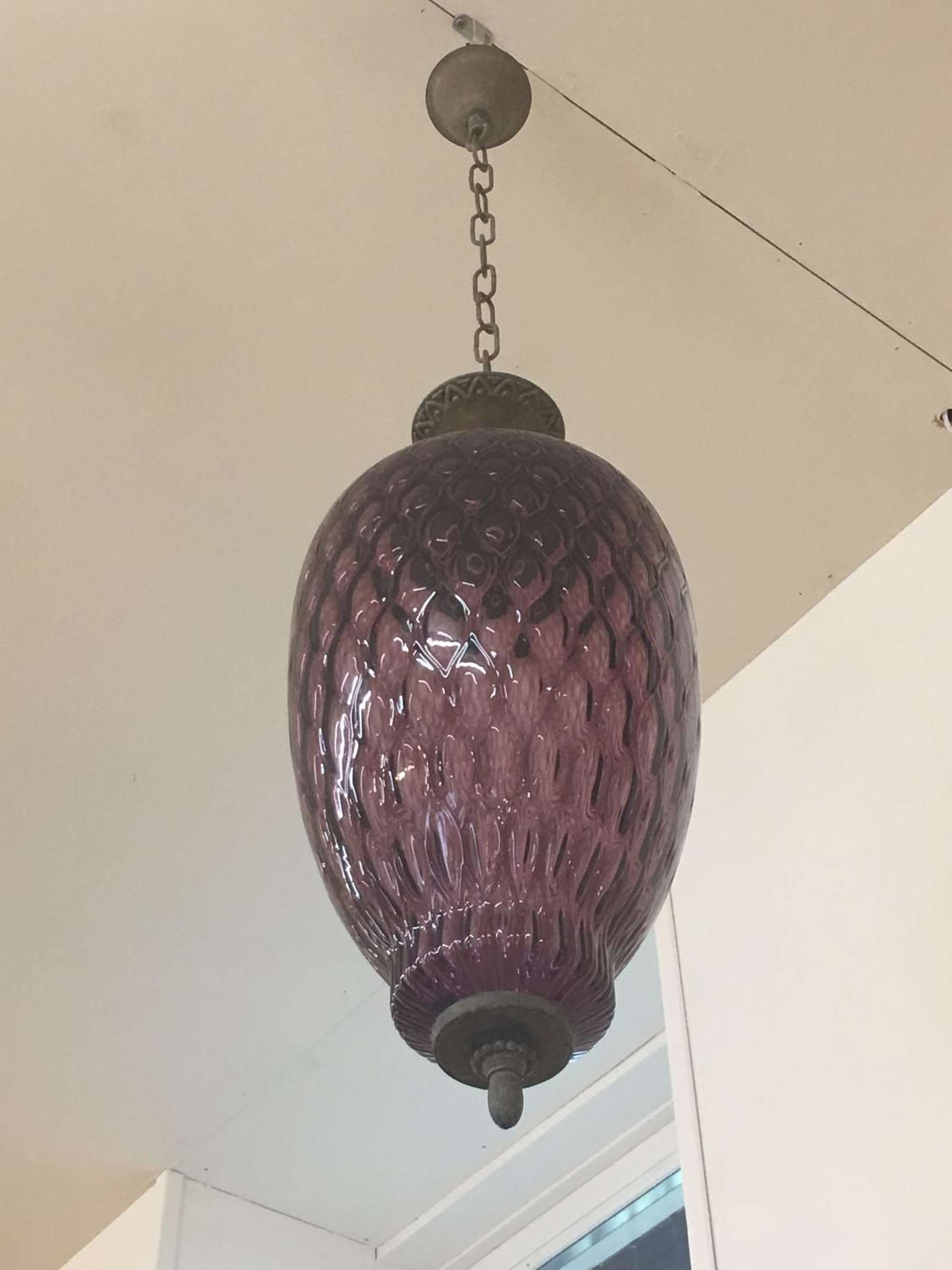 French purple glass ceiling light