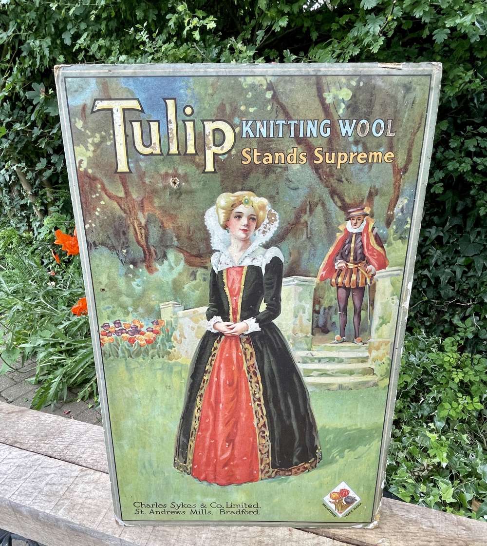 Tulip Knitting Wool Clothing Bradford Advertising card Sign c1900s