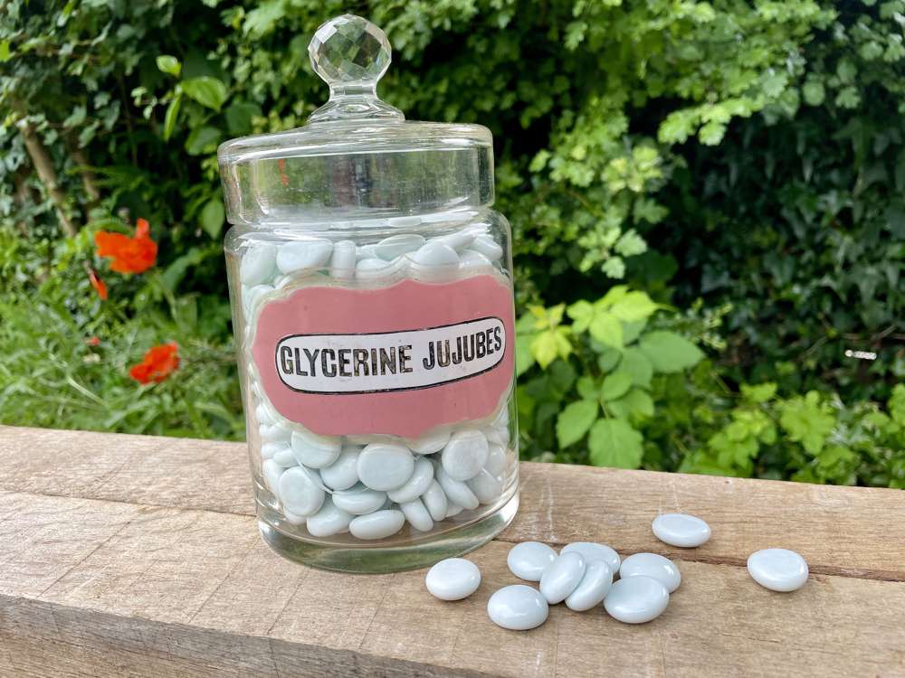 Chemist Sweet Shop JuJubes Gums Confectionery Glass Jar c1900s