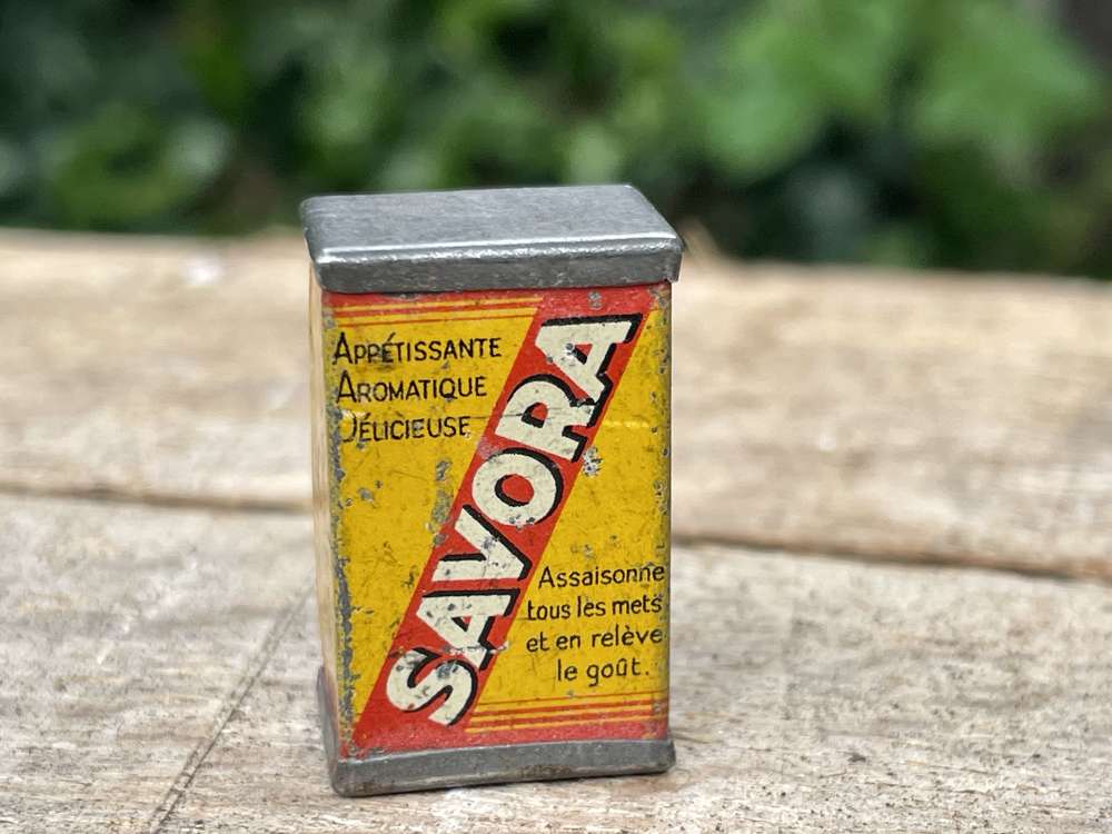 Savora Grocery Advertising Tin Pencil Sharpener c1920s