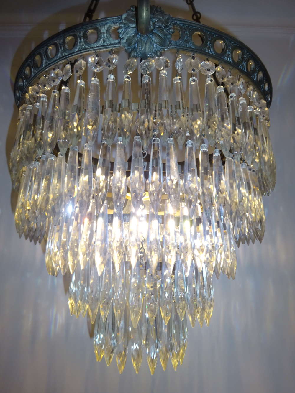 Antique 5 Tier Crystal Chandelier