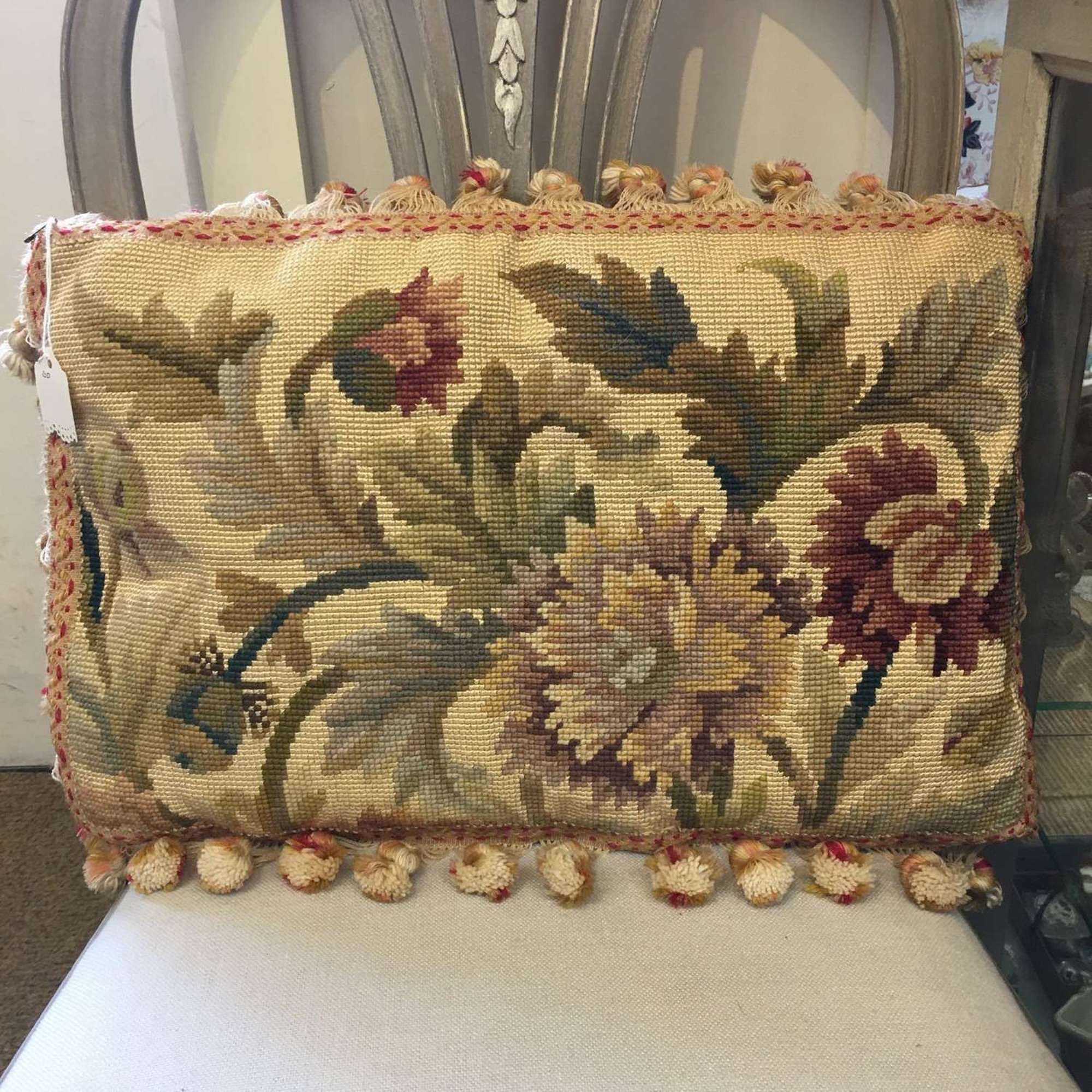 Aubusson tapestry cushion gold colour way