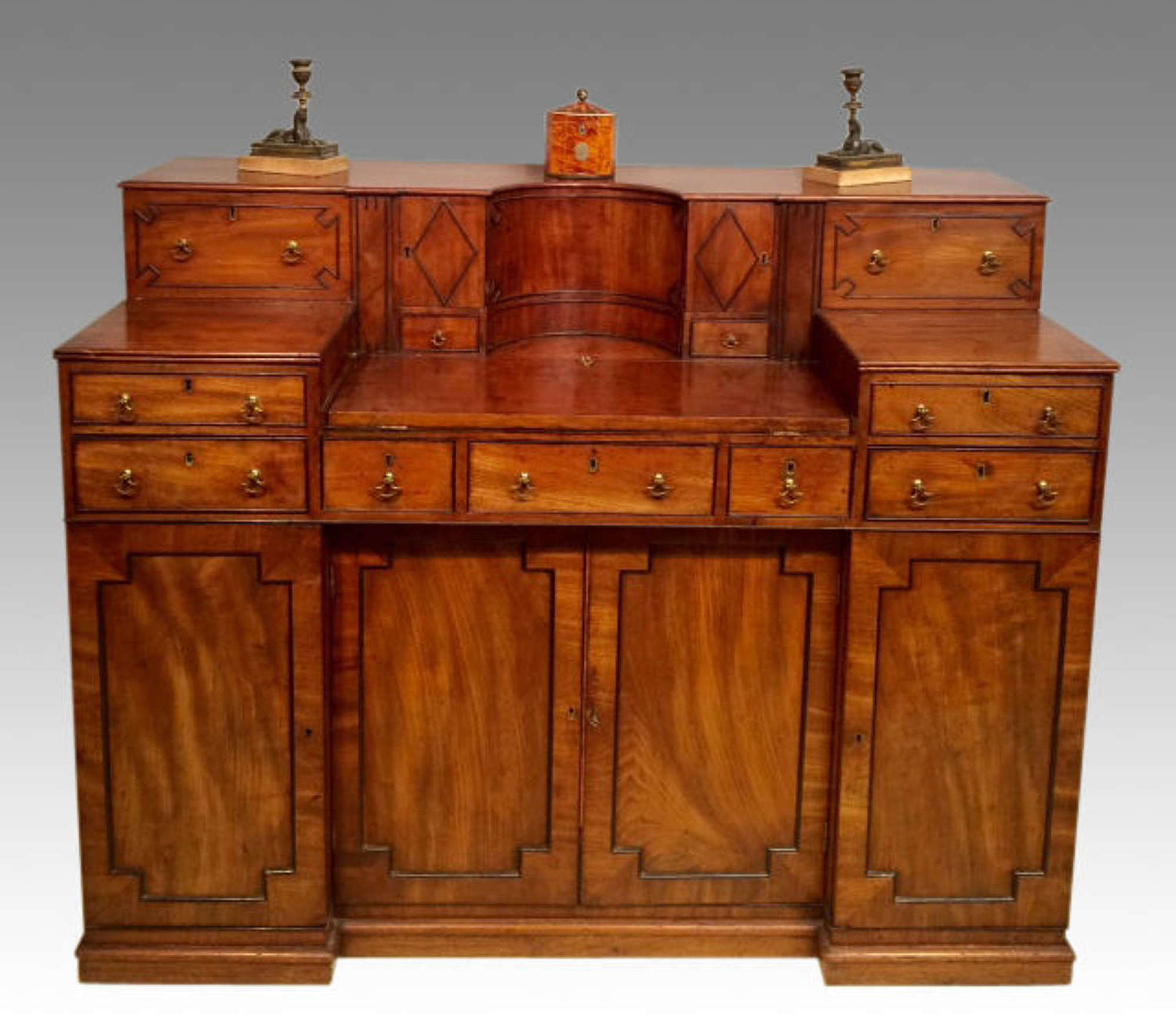 An antique Regency mahogany writing desk.