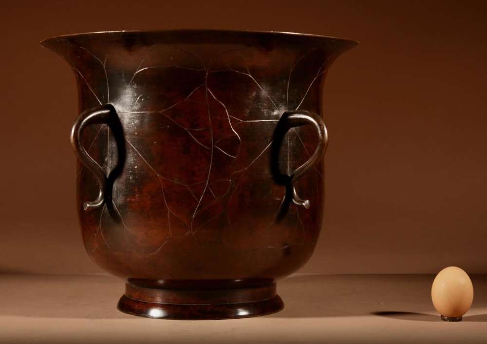 Interesting Japanese Bronze Large Jardiniere Meiji Period
