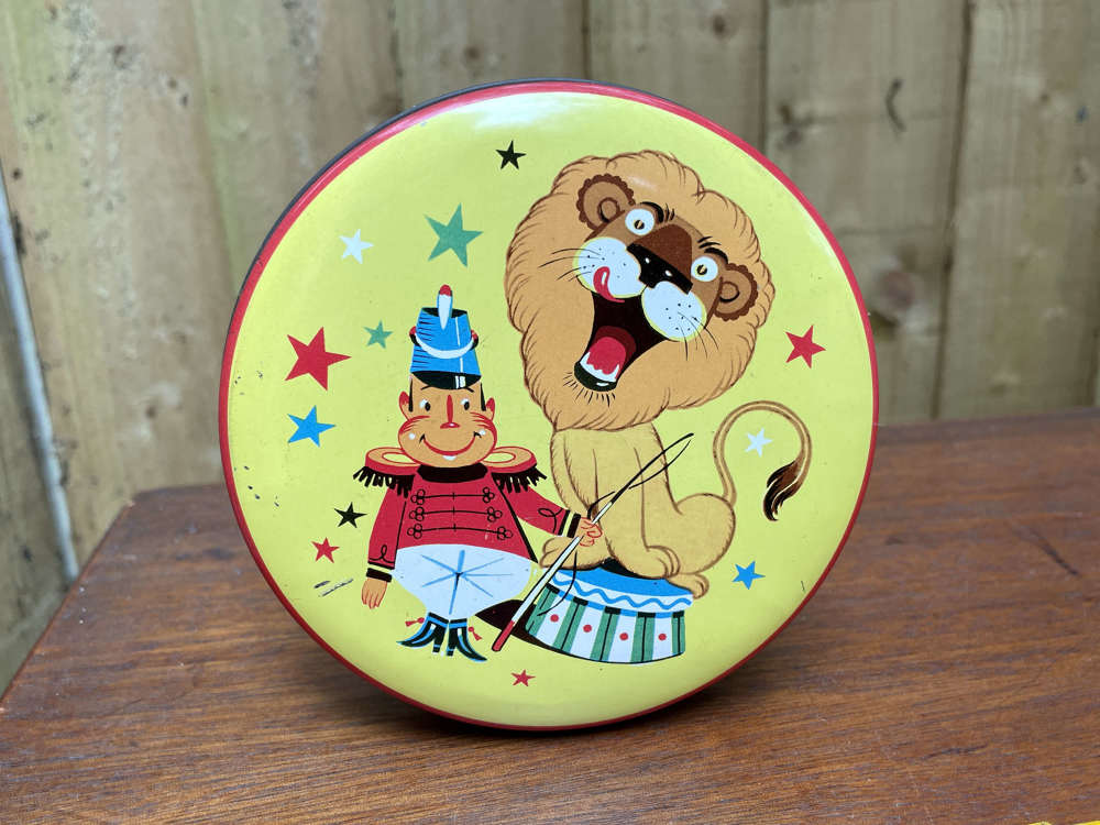 Blue Bird Toffee Circus Image Children's Sweet Tin c1960s