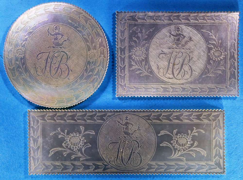Set of three shapes for HENRY BONHAM of East India Company