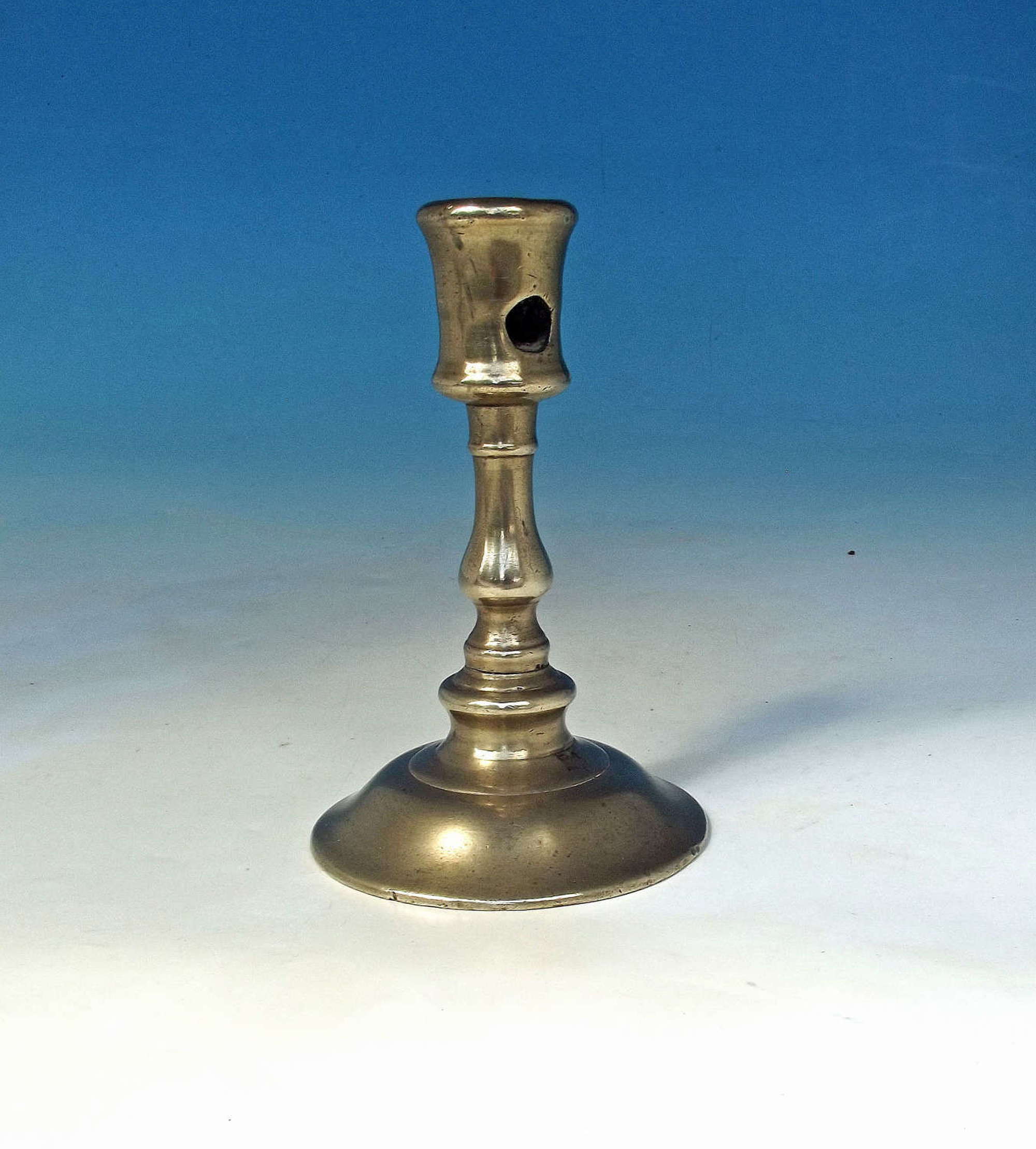 16thc Early Metalware Brass Single Candlestick . French. C1550-80