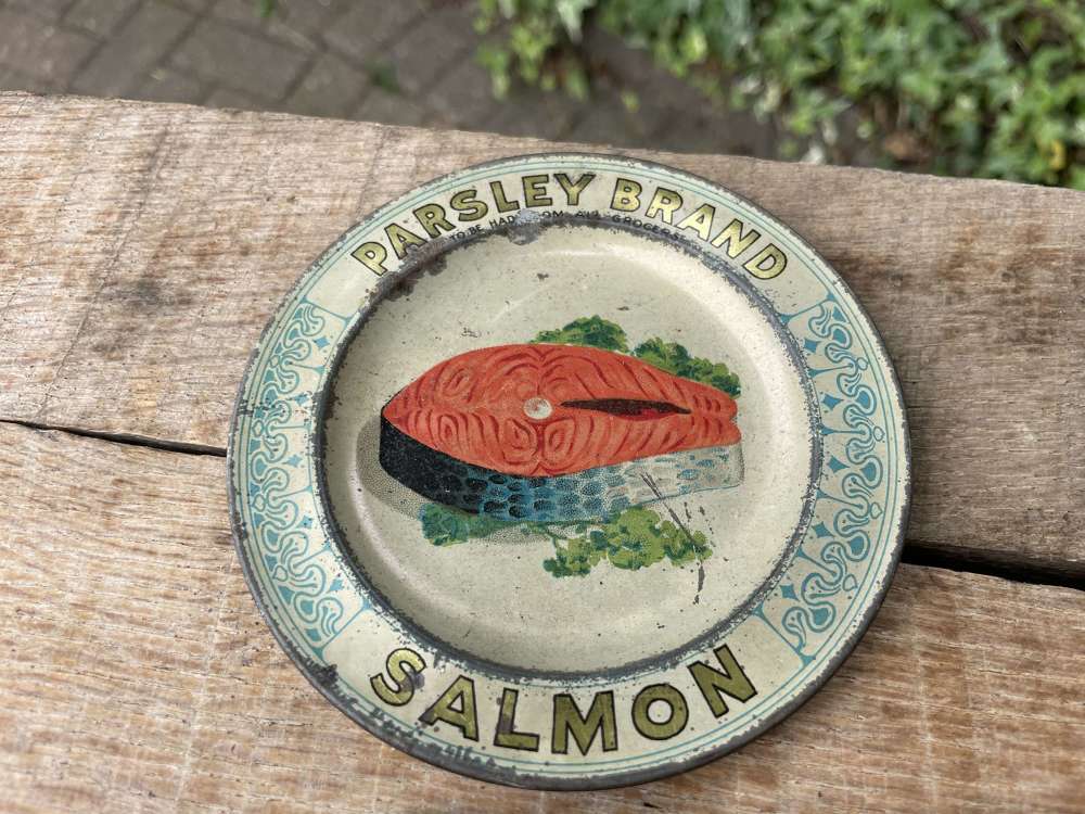 Paisley Brand Salmon Advertising Tin Tip Tray c1910