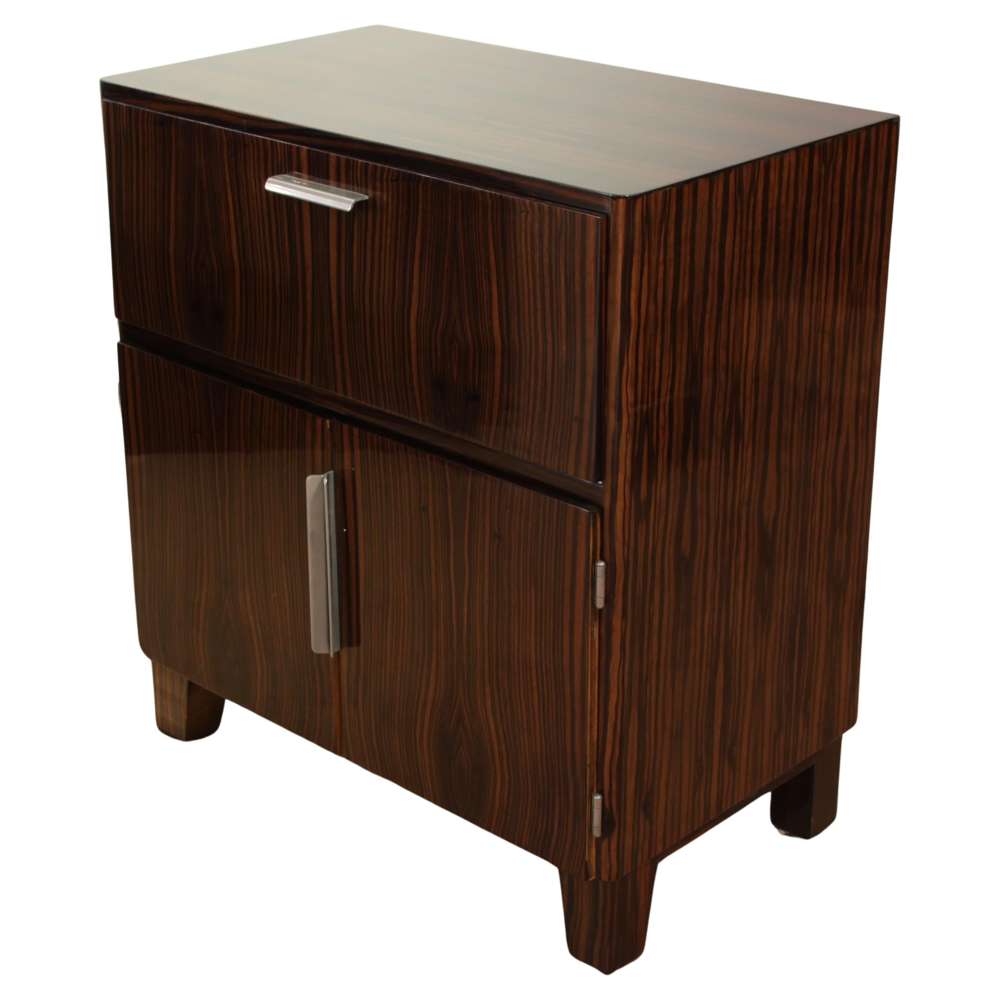 Small Art Deco Bar Cabinet, Macassar Veneer, France, Circa 1930