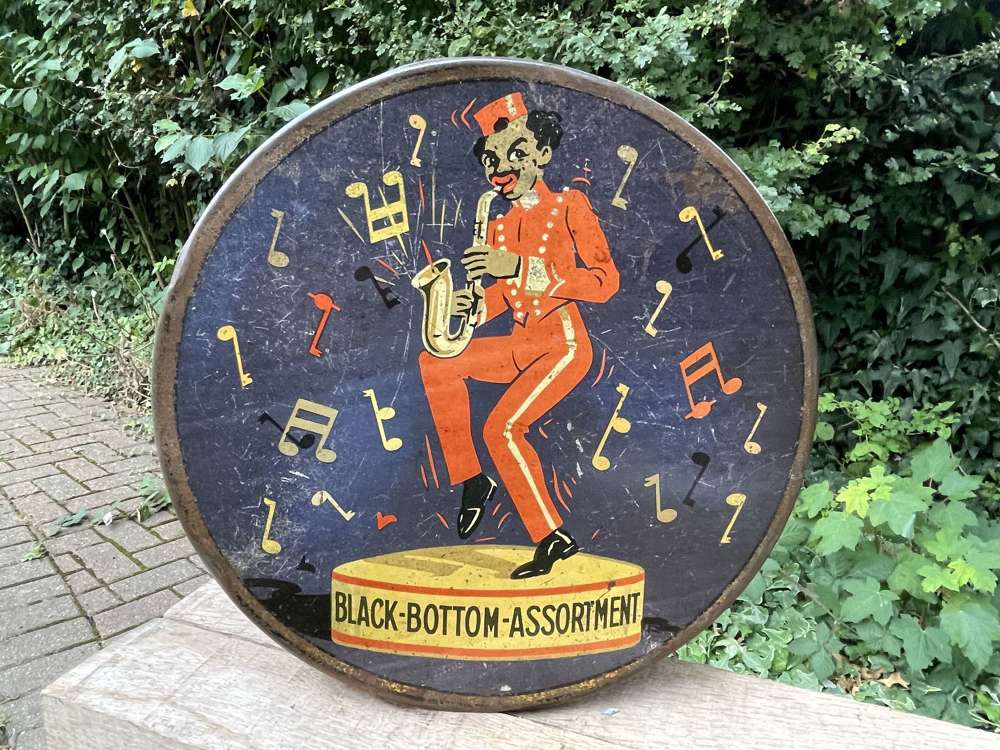 Bottomley's Keighley England Black Americana Jazz Toffee Tin c1920s