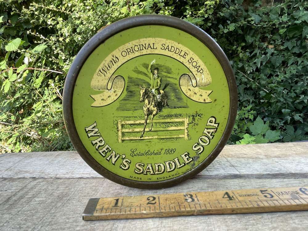 Scarce Wren's Horse Saddle Soap Polish Tin c1910