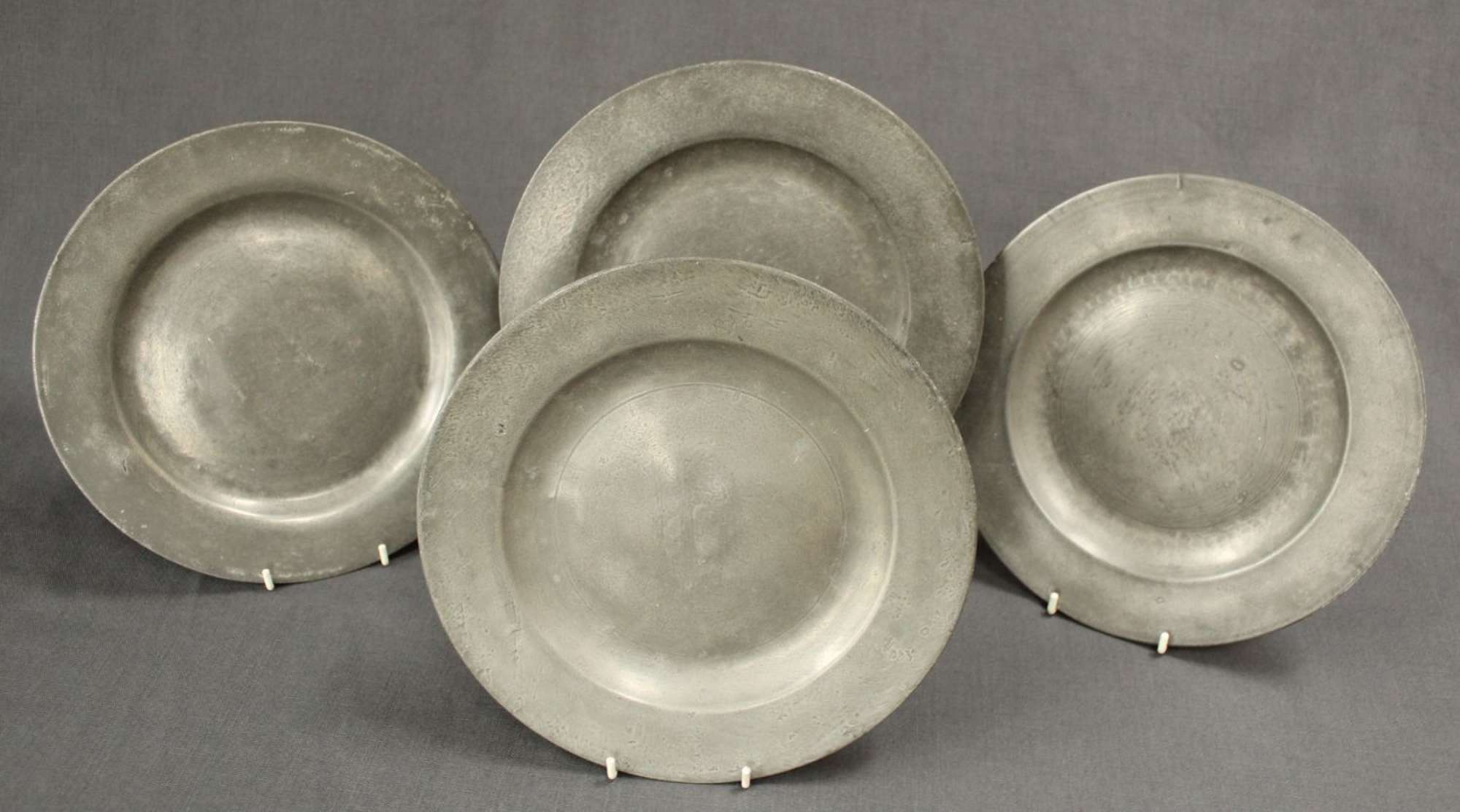 Four 19th Century pewter plates