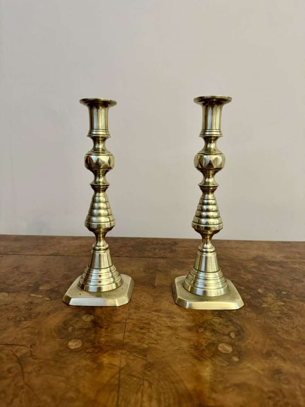 Lovely Pair Of Antique Victorian Brass Candlesticks