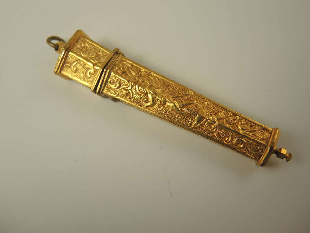 Georgian gilt chatelaine needle case c1790