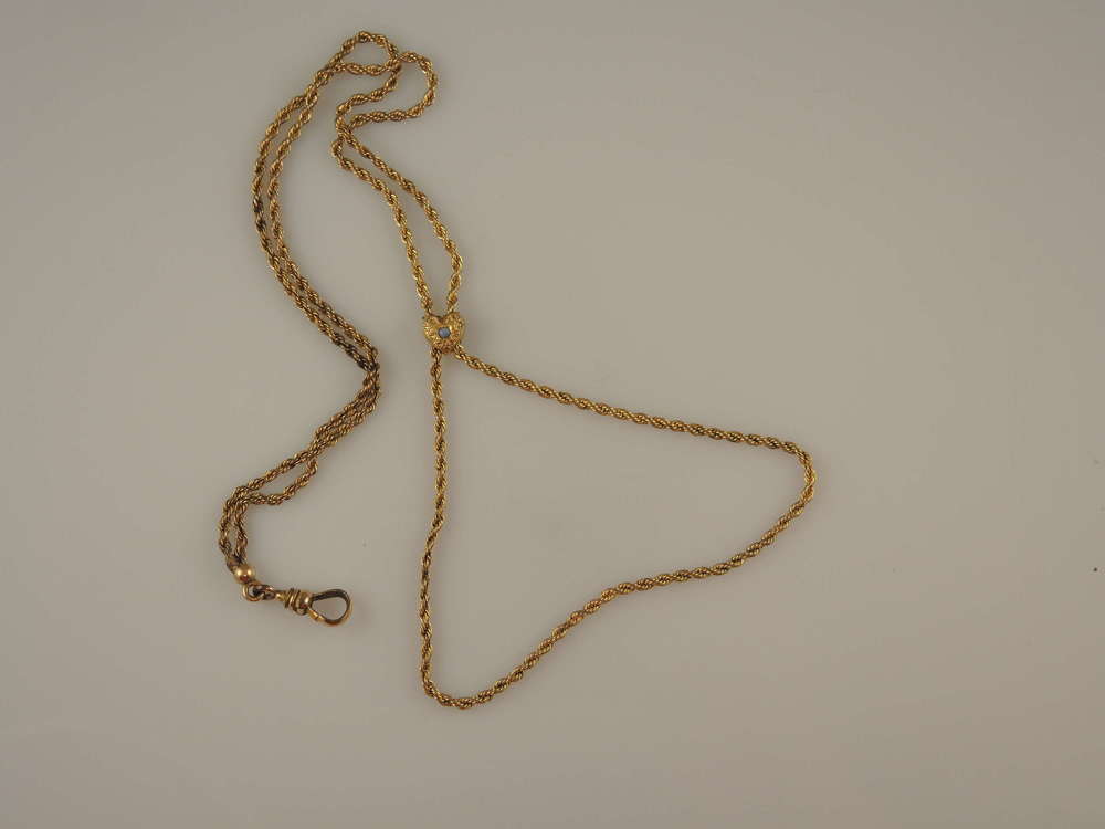 Victorian gold plated OPAL necklace watch chain. c1890