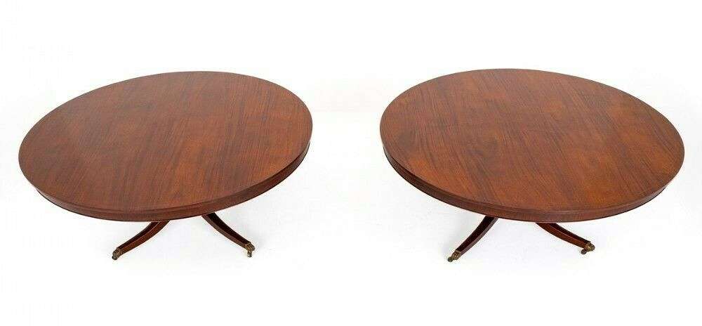 Pair Round Regency Dining Tables Mahogany