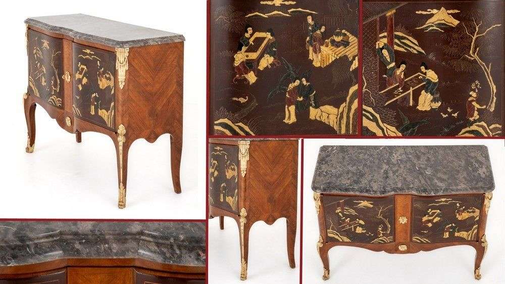 French Chinoiserie Antique Commode Chest Drawers 1880