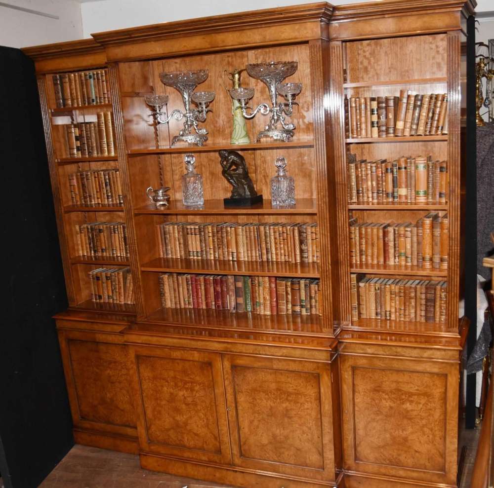 Walnut Open Breakfront Antique Bookcase Regency Antique Bookcases