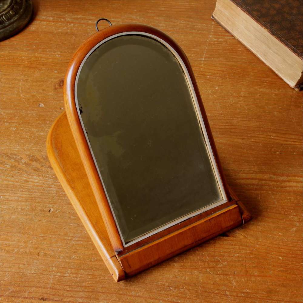 Gentleman's Wood Folding Campaign Shaving Antique Mirror.