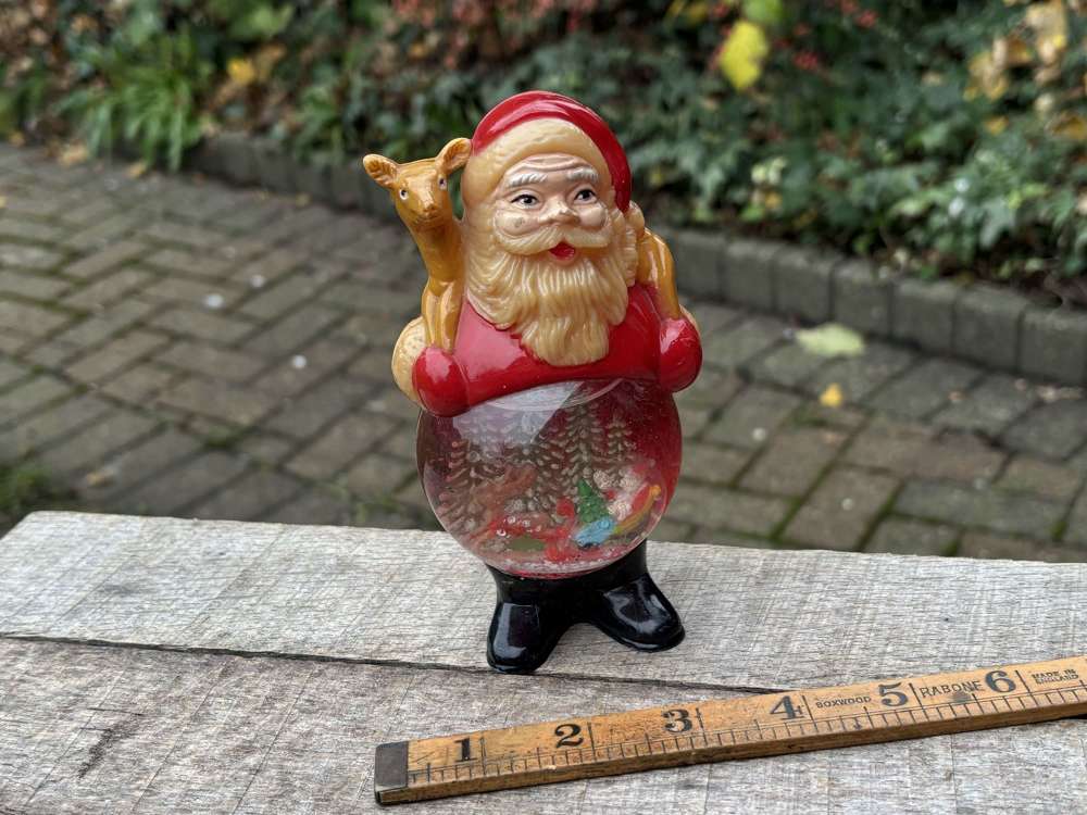 Santa Claus Figure Christmas Snow Globe Toy c1960s