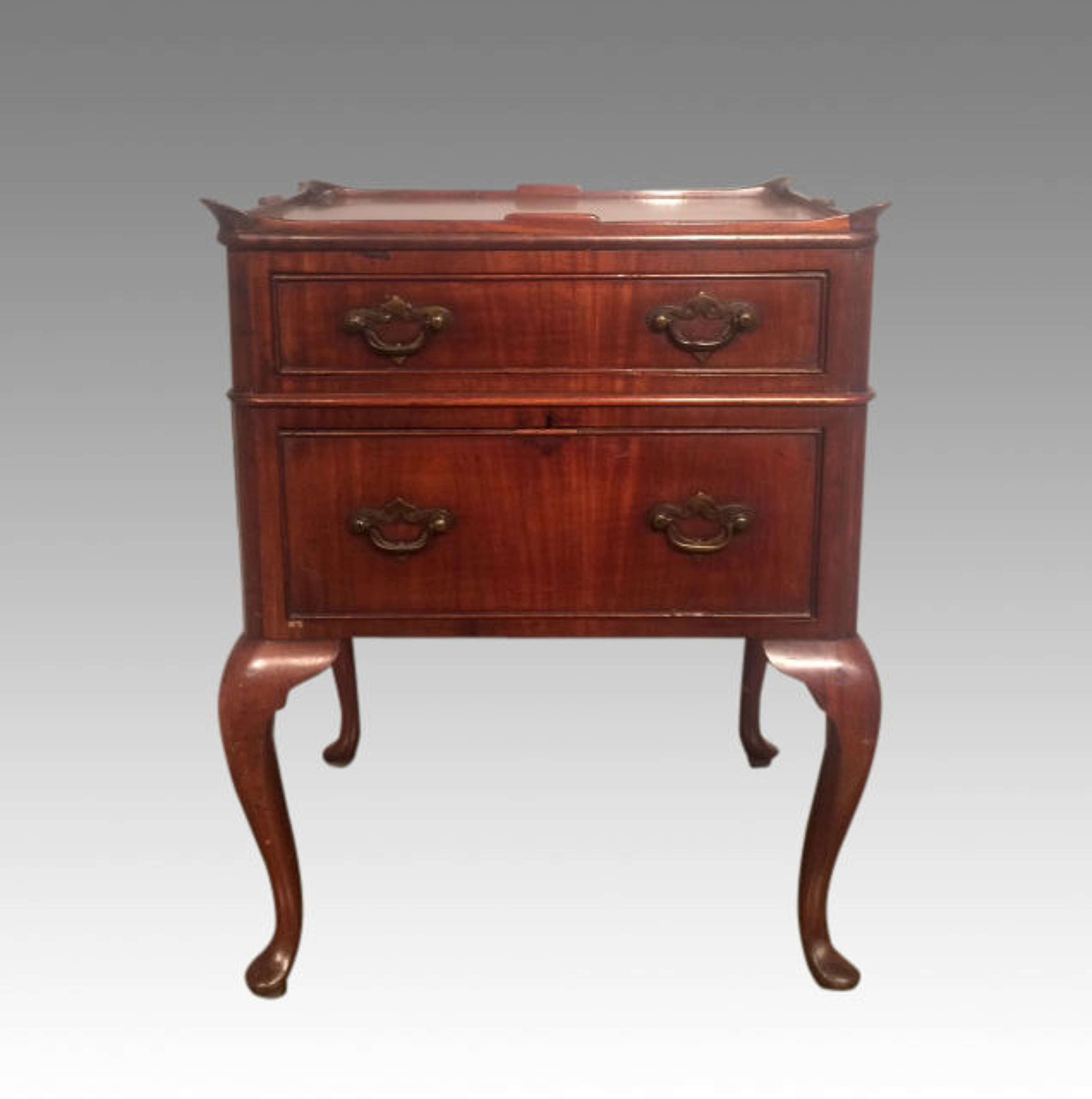 19th century antique mahogany cabriole leg bedside table in Wine Antiques