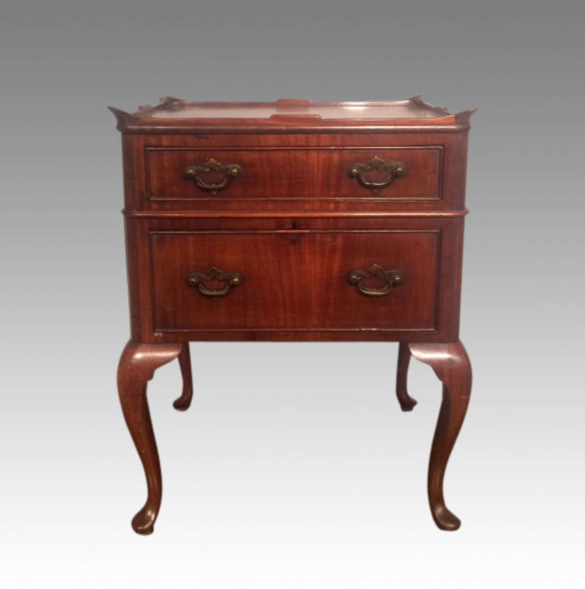 19th century antique mahogany cabriole leg bedside table