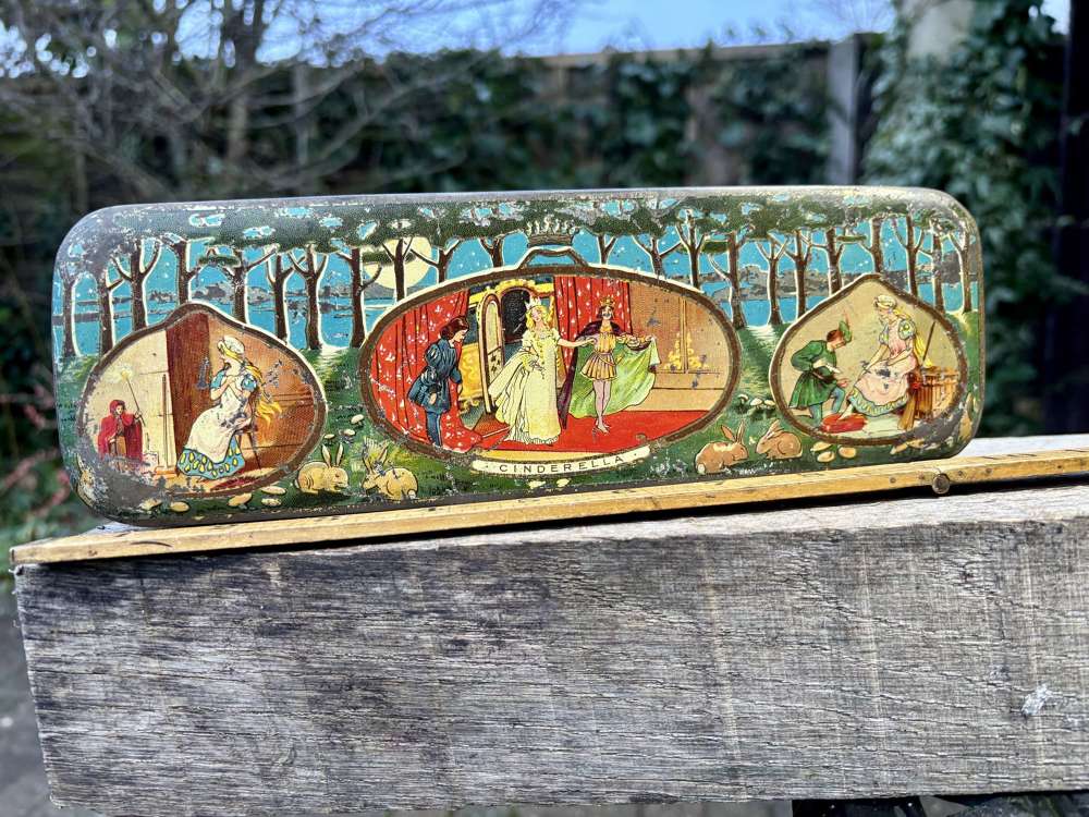Peark's Red Riding Hood Cinderella Fairy Tale Biscuit Tin c1900s