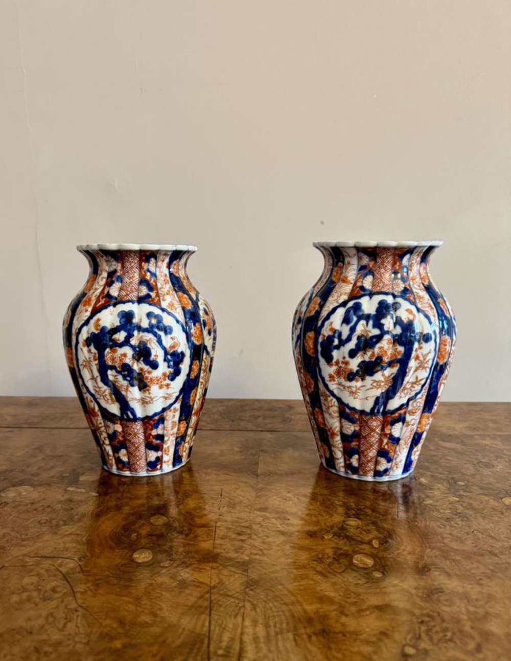 Wonderful Pair Of Antique Japanese Imari Shaped Vases 