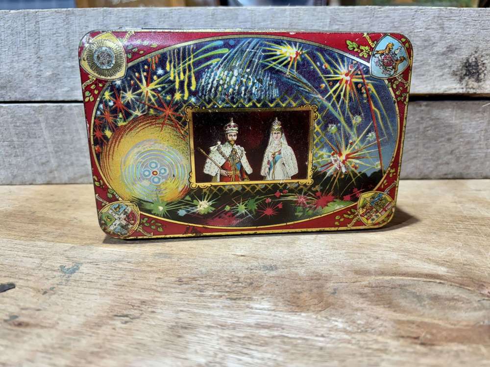 C.T. Brock Fireworks Crystal Palace King George 5th Royal Tin c1911