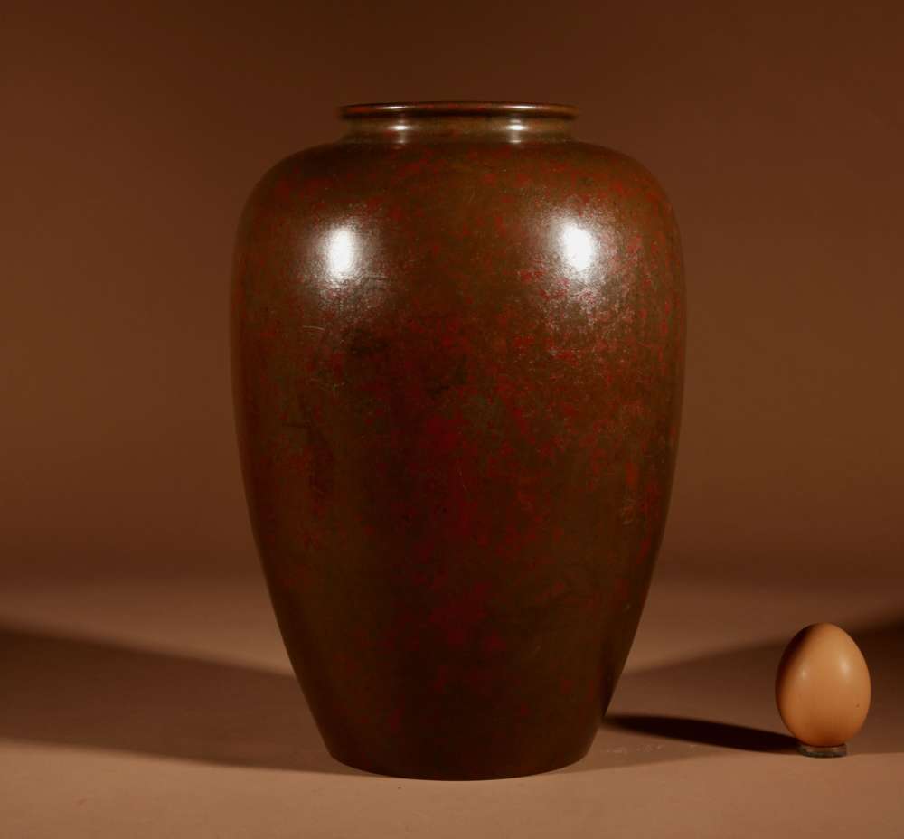 Japanese Very Stylish Bronze Original Patinated Vase. 