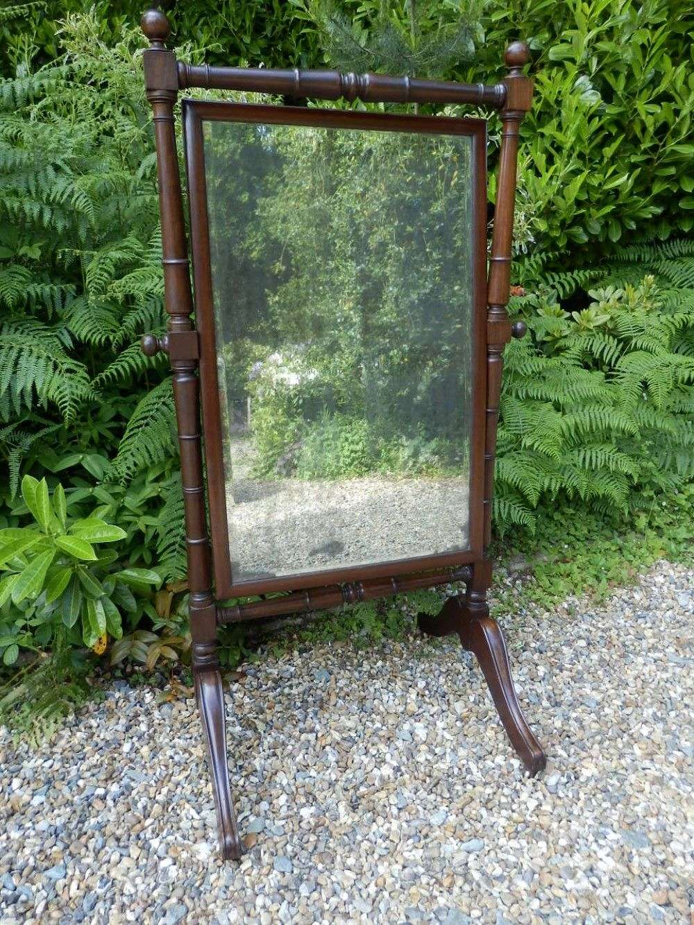 Cheval Antique Mirror, Free Standing, Walnut Framed.