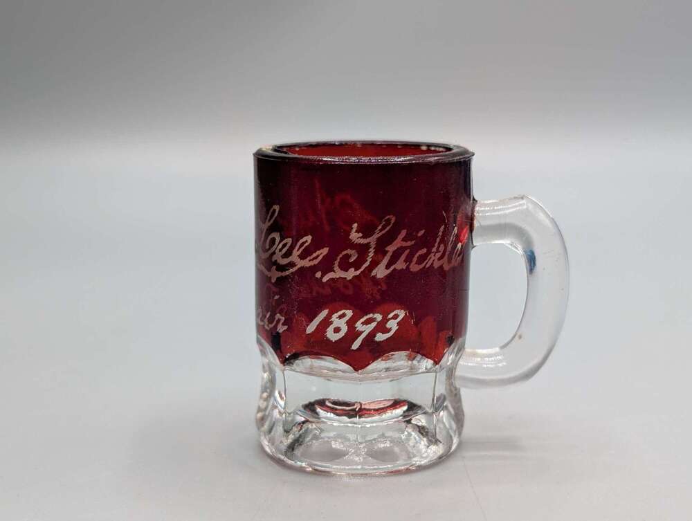 1893 World's Fair (in Chicago) ruby glass cup with personal engraving