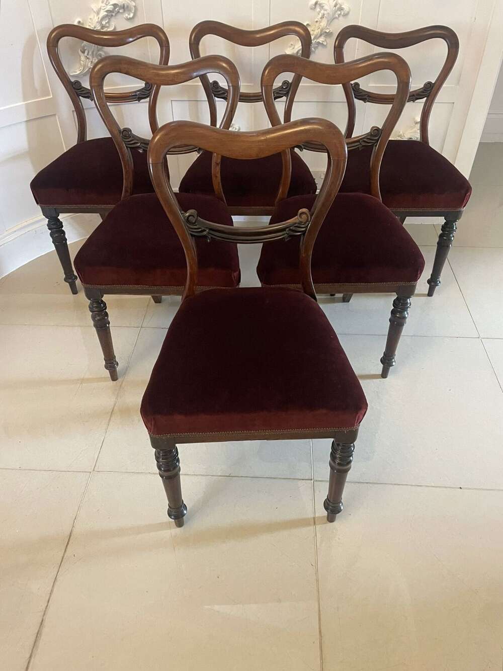 Quality Set Of Six Antique Victorian Rosewood Dining Chairs 