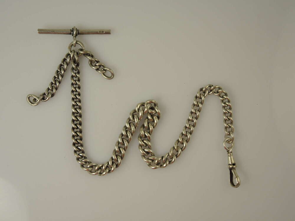 Good quality English Silver Single Watch Chain. Birmingham 1930
