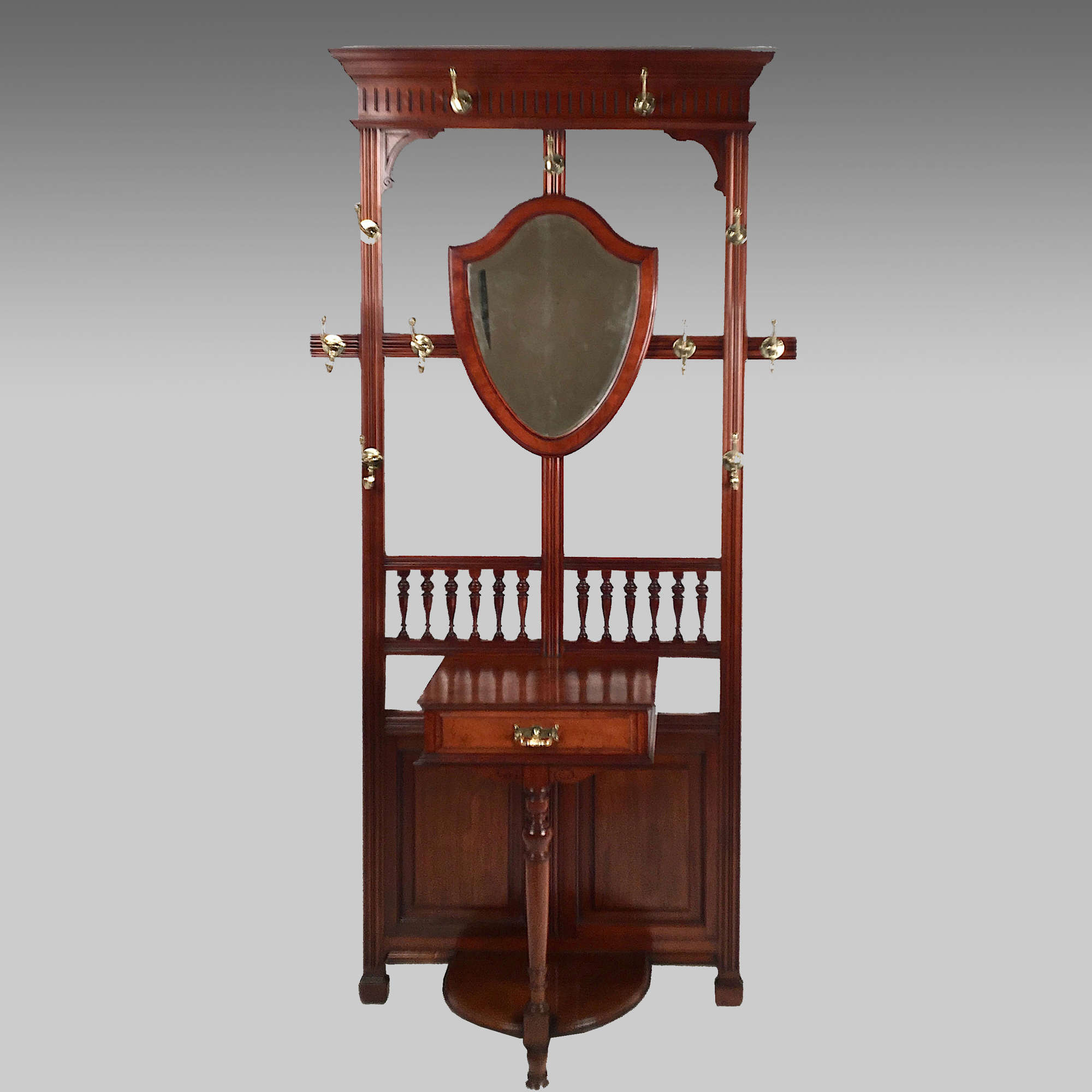 19th century walnut hall stand in the aesthetic movement style
