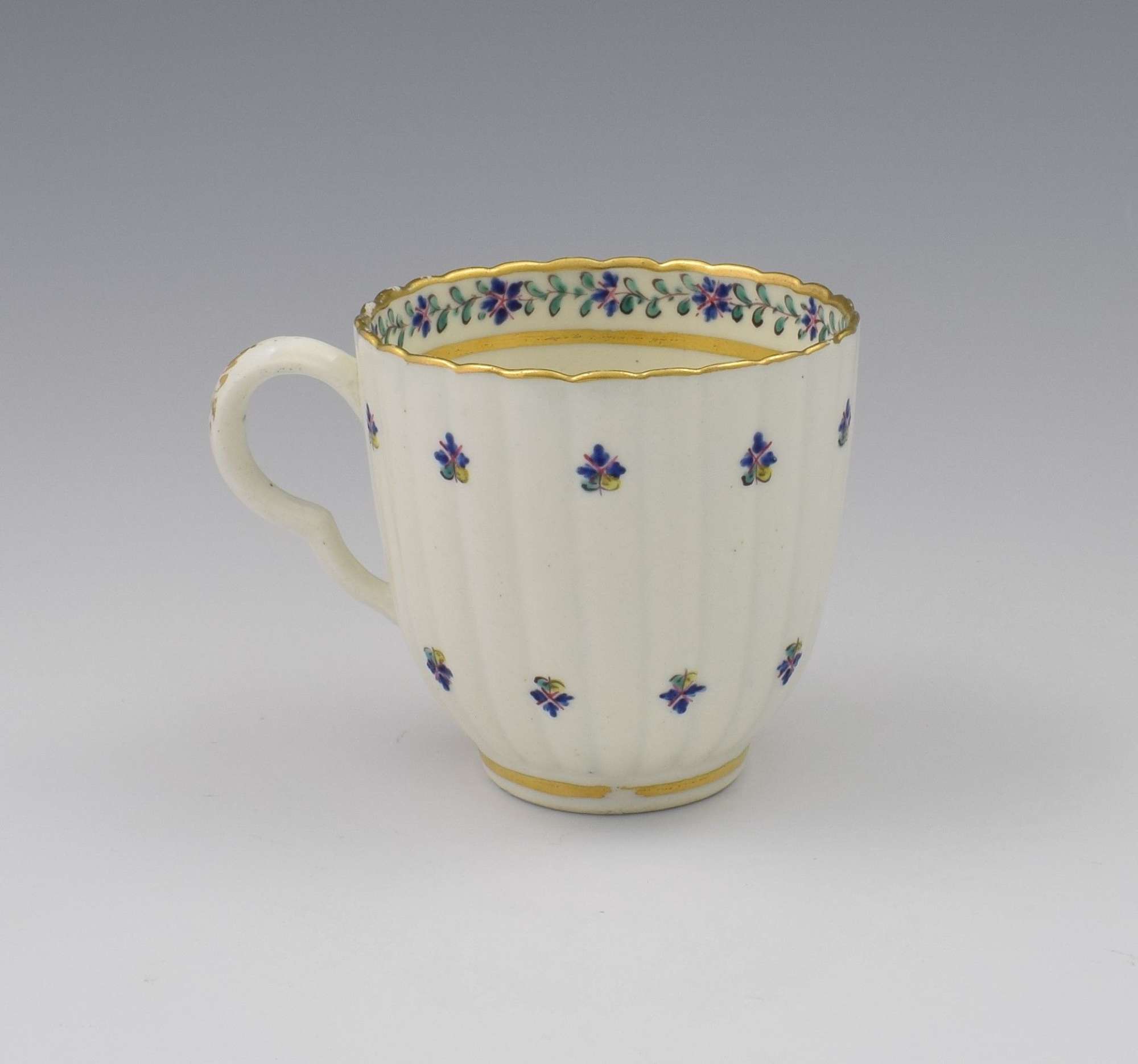 18th Century Caughley Porcelain Broseley Fluted Coffee Cup c.1795
