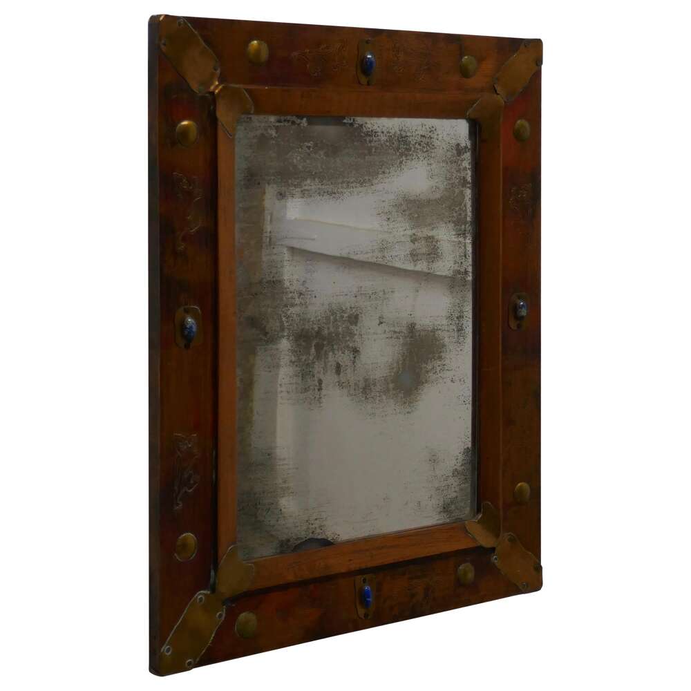 Country Made Art Nouveau Style Folk Art Copper Mirror
