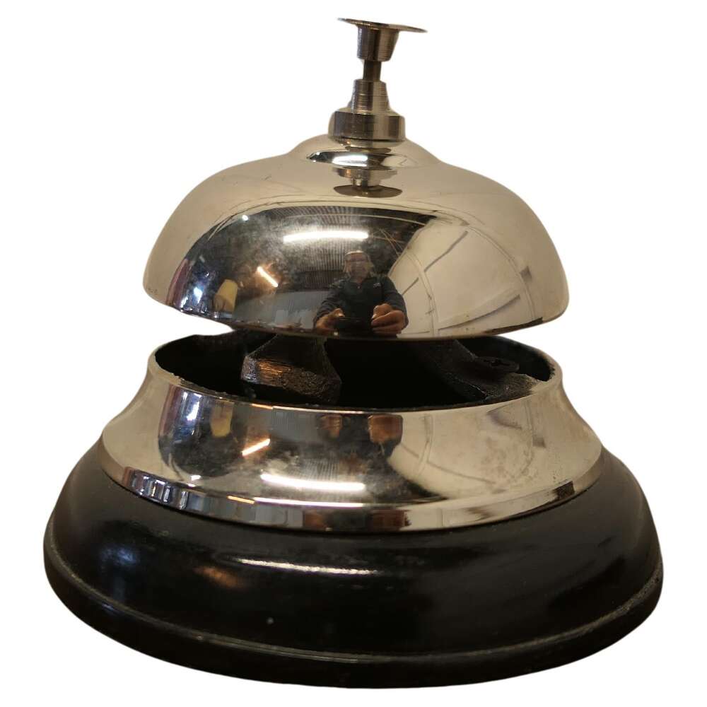 Art Dec Chrome Courtesy Counter Top Bell, Reception Desk Bell  Made in