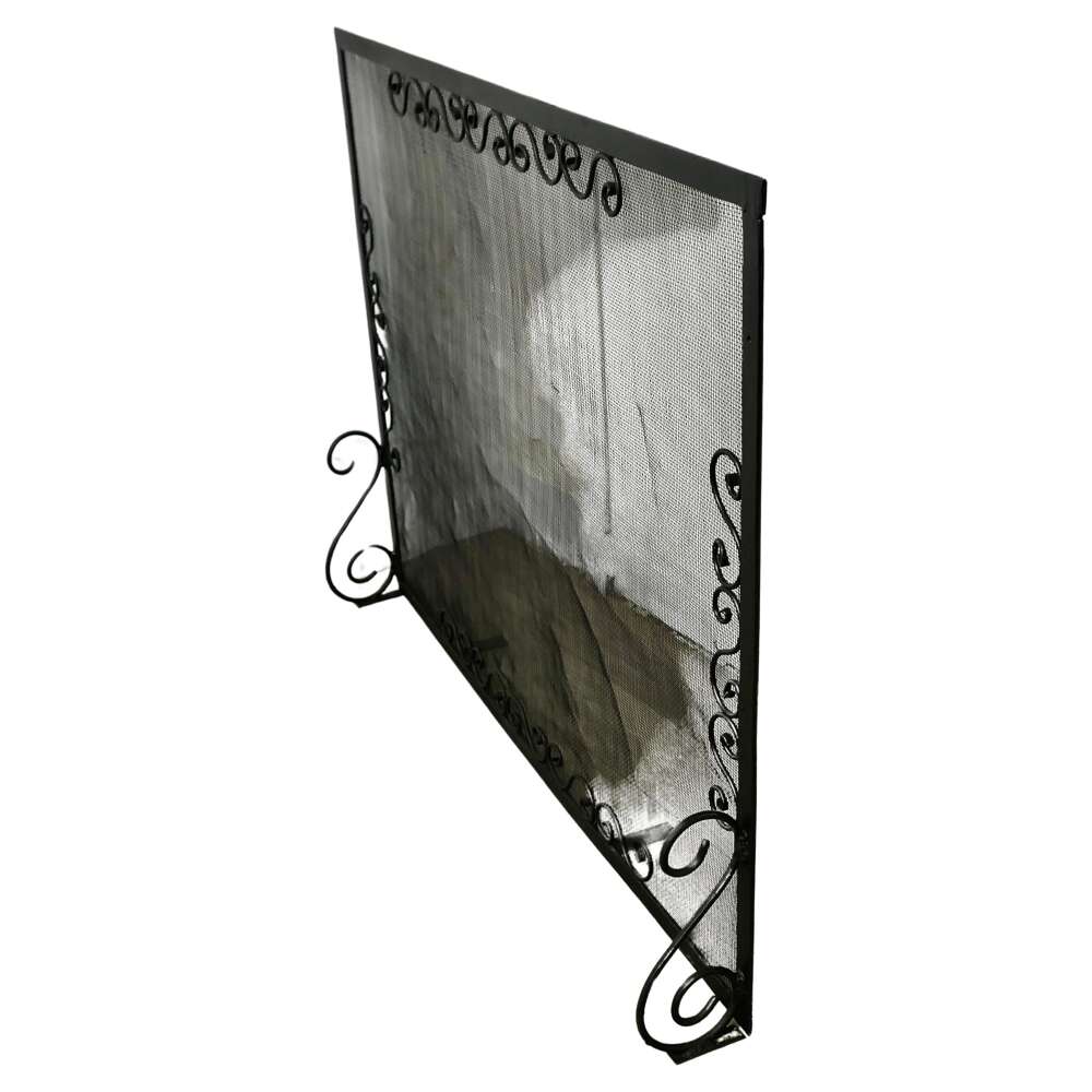Large Old Wrought Iron Fire Screen