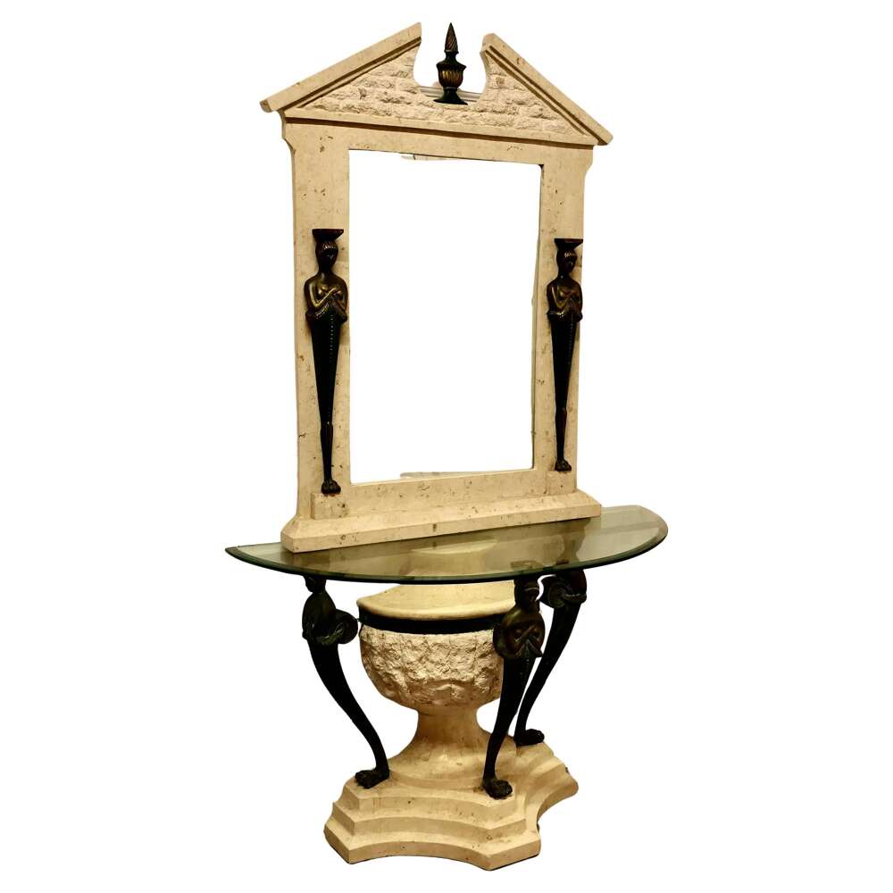 Italian Classical Style Console Table and Mirror Set