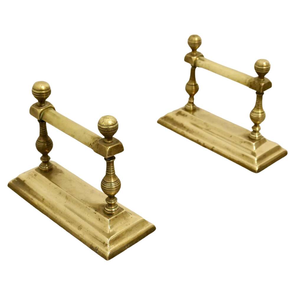 Pair of Victorian Brass Andirons or Fire Dogs