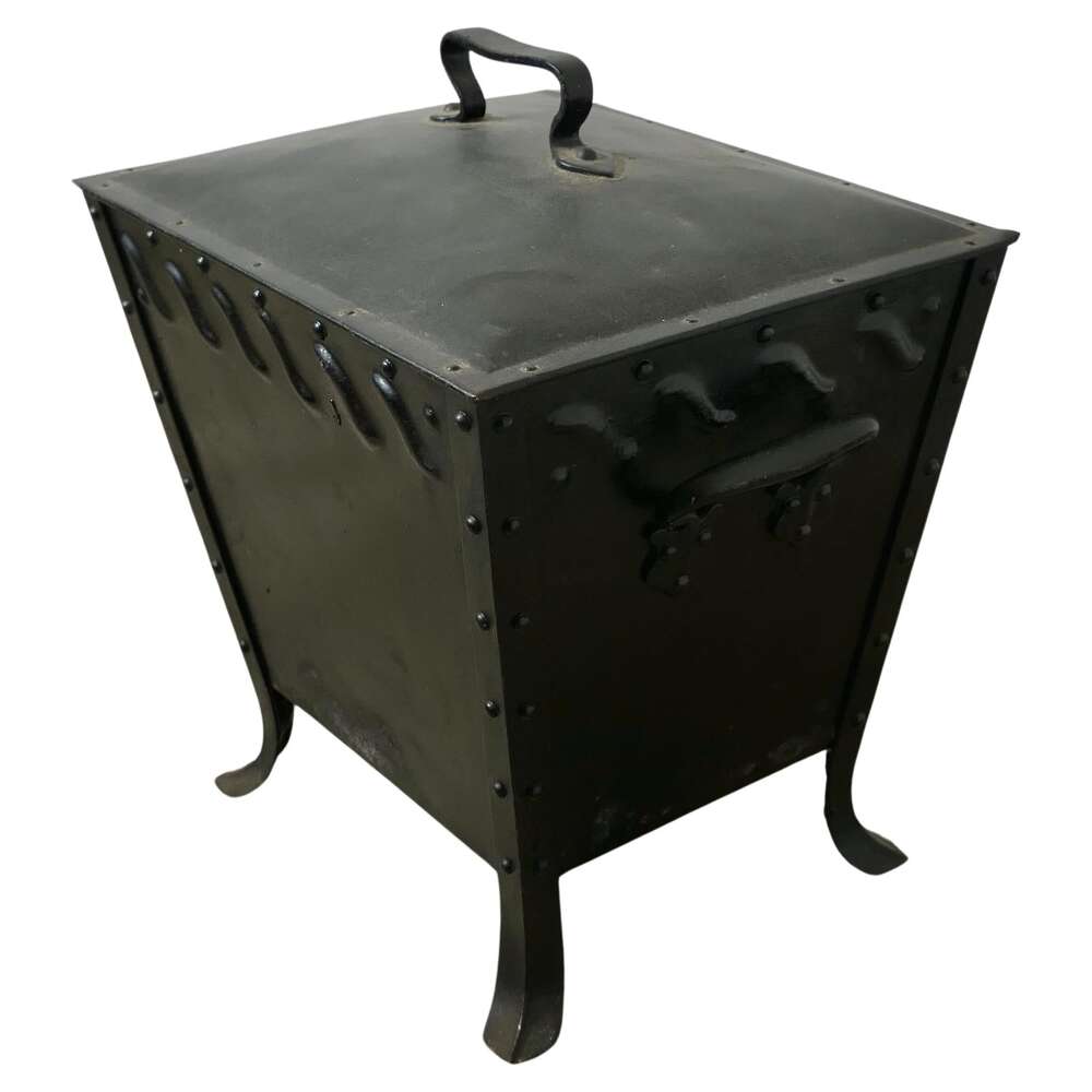 Riveted Arts and Crafts Industrial Look Coal Box  A very practical piece