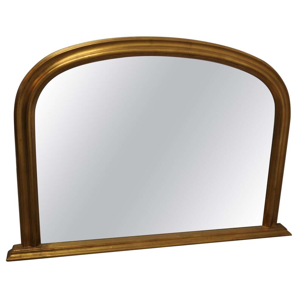 Victorian Style Arched Dark Gold over Mantle Mirror